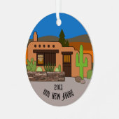 Unser neues Personalisiertes Jahr in Adobe Ornament Aus Metall (Vorderseite links)