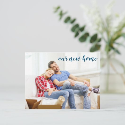 Unser neues Zuhause Custom Full Bleed Foto haben w Ankündigungspostkarte (Stehend Vorderseite)