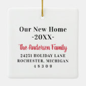 Unser neues Zuhause Elegantes Custom Address Foto Keramikornament (Rückseite)