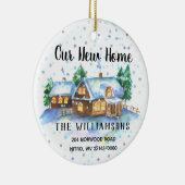 Unser neues Zuhause-Foto "Address Holiday Keepake" Keramik Ornament (Rechts)