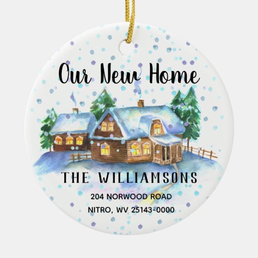 Unser neues Zuhause-Foto "Address Holiday Keepake" Keramik Ornament (Vorne)