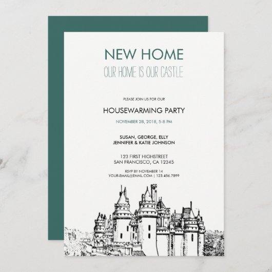 Unser neues Zuhause ist unser Schloss Einladung (Vorne/Hinten)