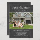 Unser neues Zuhause Rustikales Black Chalkboard Fo Ankündigung (Vorne/Hinten)