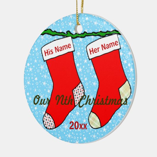 Unser Nth Weihnachten Keramikornament (Links)