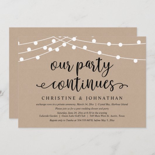 Unser Party geht weiter, Einladung zur Hochzeitsfe (Vorne/Hinten)