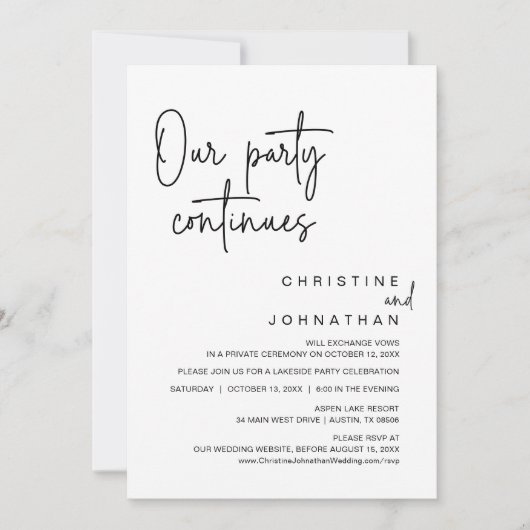 Unser Party geht weiter, Hochzeitsessen Einladung (Vorderseite)