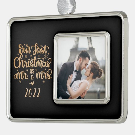 Unser Personalisiertes Weihnachtsornament Rahmen-Ornament Silber (Links)