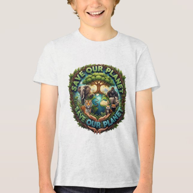 UNSER PLANET gerettet Tri-Blend Shirt (Vorderseite)