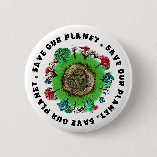 Unser Planet-Slogan und -Icon gerettet Button (Vorderseite)