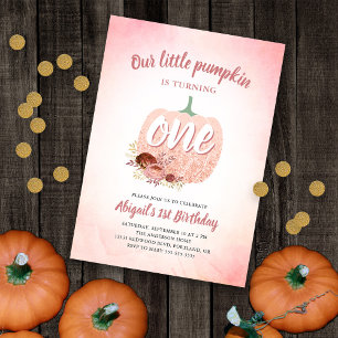 Unser Pumpkin 1. Geburtstag Rose Gold Glitzer Einladung