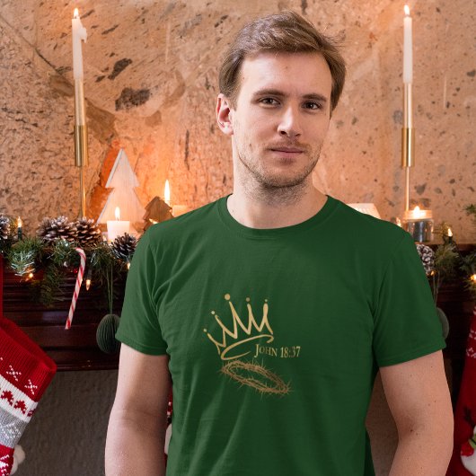 UNSER SAVIOR KING Christlich Men's Green Christmas T-Shirt
