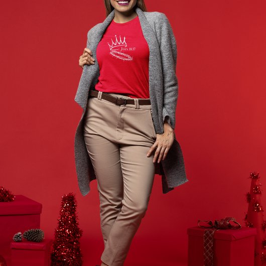 UNSER SAVIOR KING Christlich Women's Red Christmas T-Shirt