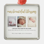 Unser schöner 3-Foto-Gold-Glitzer Ornament Aus Metall (Vorne)