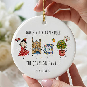 Unser Sevilla-Abenteuer Familien-Reise-Weihnachtsb Keramik Ornament
