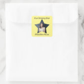 Unser Shinstar mit Foto-Text Quadratischer Aufkleber (Tasche)