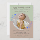 Unser Shooting Star dreht sich einen Geburtstag Einladung (Vorderseite)