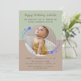 Unser Shooting Star dreht sich einen Geburtstag Einladung