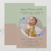 Unser Shooting Star dreht sich einen Geburtstag Einladung (Vorne/Hinten)