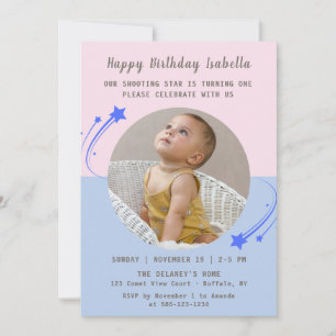 Unser Shooting Star dreht sich einen Geburtstag Einladung