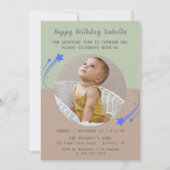 Unser Shooting Star dreht sich einen Geburtstag Einladung (Vorderseite)