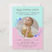 Unser Shooting Star dreht sich einen Geburtstag Einladung (Vorderseite)