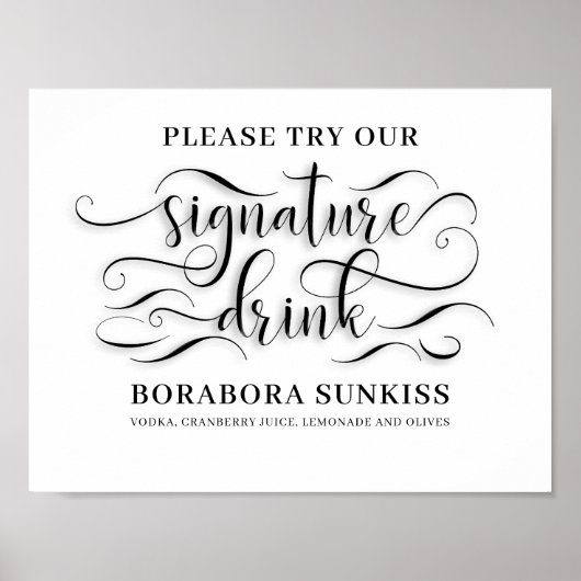 Unser Signature Drink Wedding Bar Sign Poster (Vorne)