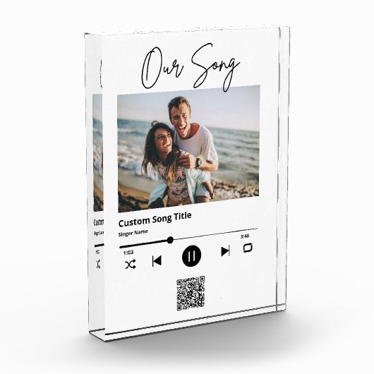 Unser Song Wedding Music Scan QR Code Acryl Fotoblock (Links)