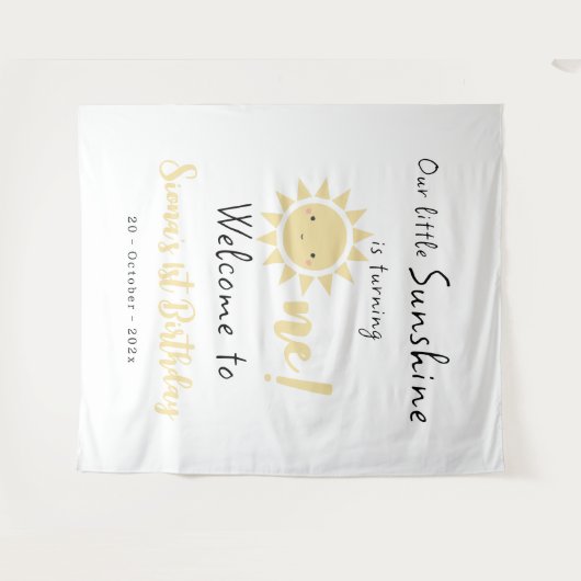 Unser Sonnenschein dreht einen Niedliche Geburtsta Wandteppich (Vorderseite (Horizontal))