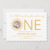 Unser Sonnenschein-Foto-Ray 1. Geburtstag Einladung (Vorderseite)