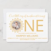 Unser Sonnenschein-Foto-Ray zum ersten Geburtstag Einladung (Vorderseite)