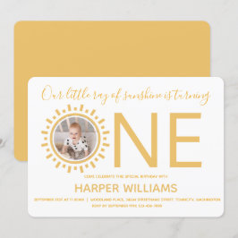 Unser Sonnenschein-Foto-Ray zum ersten Geburtstag Einladung