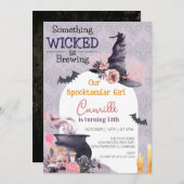 Unser spoktacular Mädchen Halloween Einladung (Vorne/Hinten)