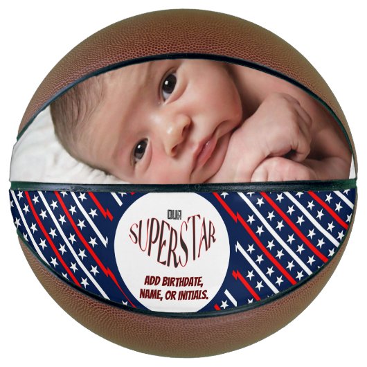 Unser Superstar Rot, Weiß und Blau Basketball (Vorderseite)