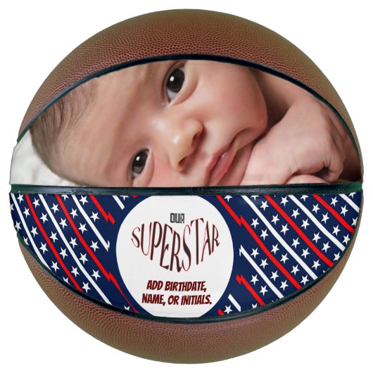 Unser Superstar Rot, Weiß und Blau Basketball (Vorderseite)