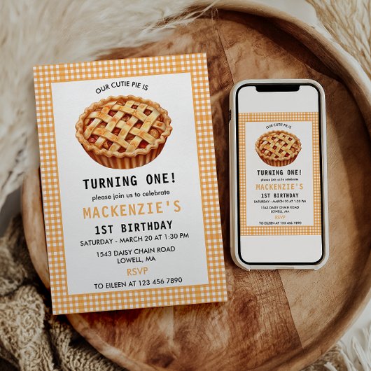 Unser Süsse Pie's 1. Geburtstag Einladung