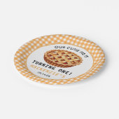 Unser Süsse Pie's 1. Geburtstag Pappteller (Schrägansicht)