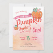 Unser süßer kleiner Pumpkin Erster Geburtstag lade Einladung (Vorderseite)