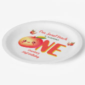  Unser süßer Pfirsich wird ein Jahr alt Pappteller (Schrägansicht)