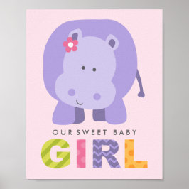 Unser Sweet Baby Girl Lila Hippo Kinderzimmer Poster
