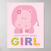 Unser Sweet Baby Girl Pink Hippo Kinderzimmer Poster (Vorne)