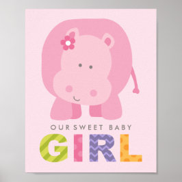 Unser Sweet Baby Girl Pink Hippo Kinderzimmer Poster