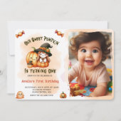 Unser Sweet Pumpkin Watercolor Foto zum ersten Geb Einladung (Vorderseite)
