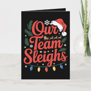 Unser Team fährt Weihnachten Santa Rentierlichter Karte