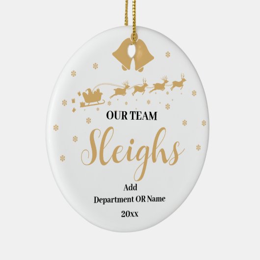 Unser Team Sleigh Weihnachtsgeschenk für Mitarbeit Keramik Ornament (Rechts)