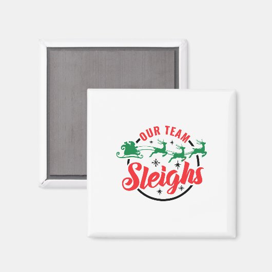 Unser Team Sleighs Weihnachtsfamilie Pajama Xmas H Magnet (Vorderseite/Rückseite)