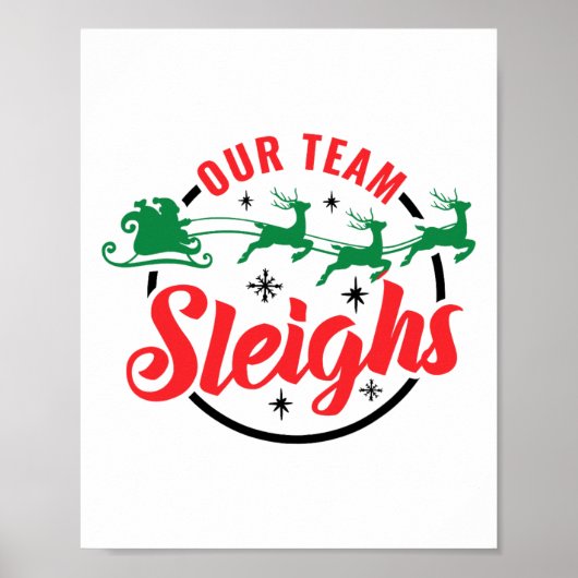 Unser Team Sleighs Weihnachtsfamilie Pajama Xmas H Poster (Vorne)