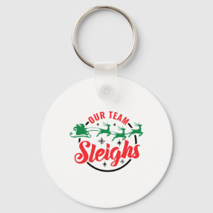 Unser Team Sleighs Weihnachtsfamilie Pajama Xmas H Schlüsselanhänger