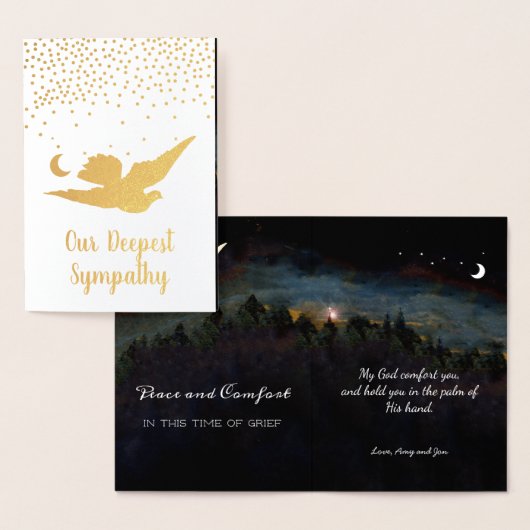 Unser tiefstes Beileid Gold Foil Dove for Peace Folienkarte (Anzeige)