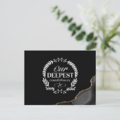 Unser tiefstes Beileid zur schwarzen Postkarte (Stehend Vorderseite)