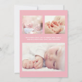 Unser Traum Treu und Foto Süße Pink Girl Geburt Ankündigung (Rückseite)